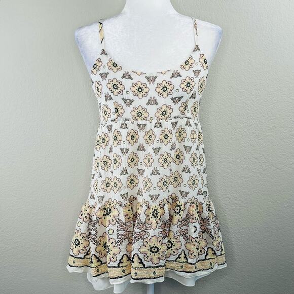 A.L.C. White Floral Print Sleeveless Tiered Scoop Neck Cami Tank Blouse XS/Small - Picture 10 of 11